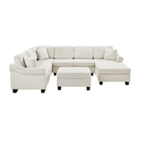 Contemporary U - Shaped Sectional Sofa With Movable Storage Ottoman - Furniture Home Direct