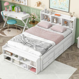 Bed With Bookcase Headboard, Under Bed Storage Drawers And Bed End Storage Case - Furniture Home Direct
