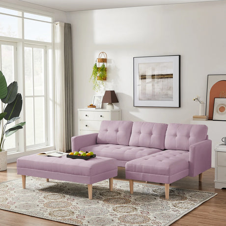 Sectional with Ottoman - Pink - Furniture Home Direct
