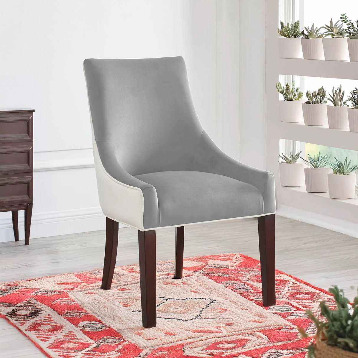 Jackson - Upholstered Dining Chair Elegant Design - Smoke / White - Furniture Home Direct