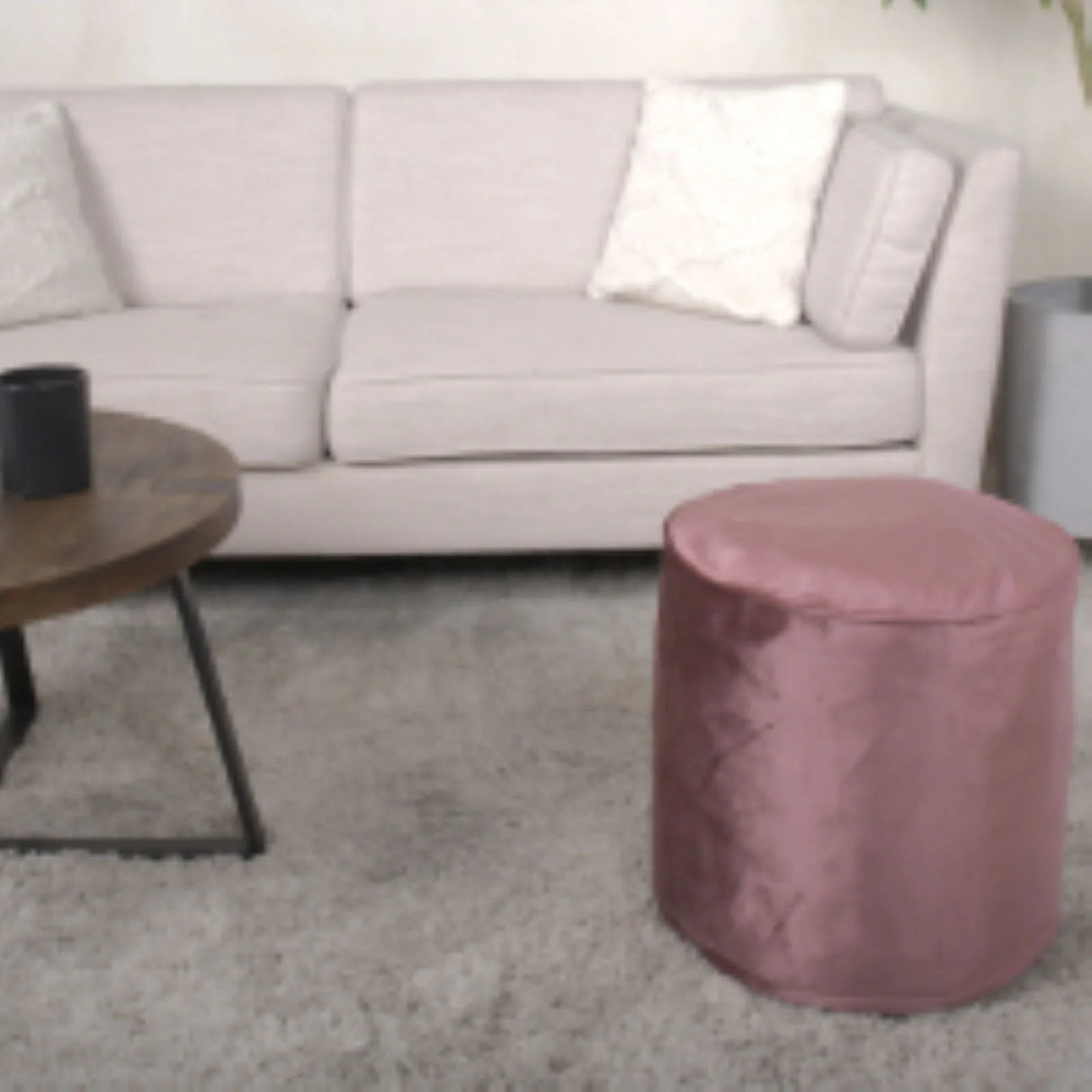 Shimon - Cylinder Pouf Ottoman Floor Cushion - Furniture Home Direct