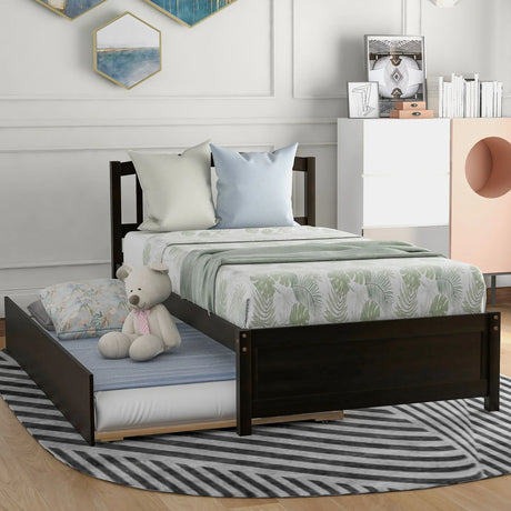 Platform Bed Wood Bed Frame With Trundle - Furniture Home Direct