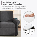 Sleeper Sofa With Twin Size Memory Mattress With Two USB Ports - Gray - Furniture Home Direct