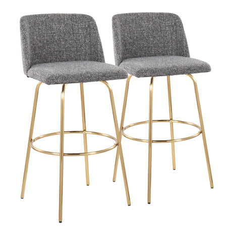 Toriano - Contemporary Fixed Height Barstool With Swivel With Round Footrest (Set of 2) - Furniture Home Direct