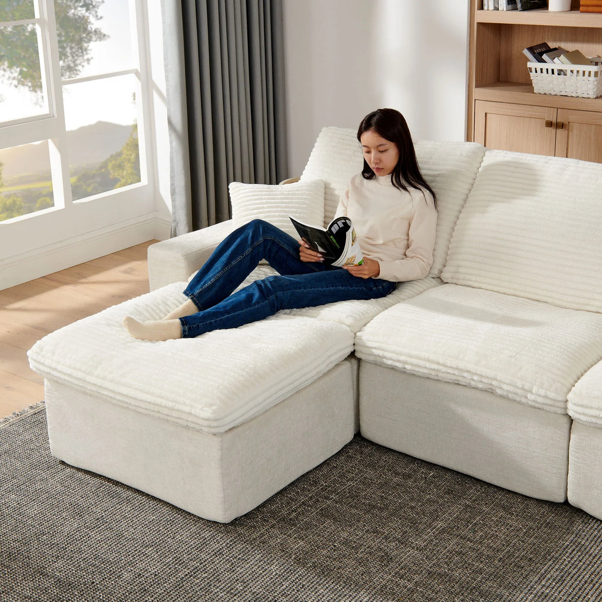 Modern Modular U Shaped Cloud Sectional Couch With Deep Seat And Comfy Chaise - Furniture Home Direct