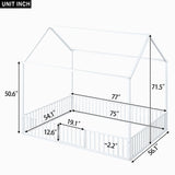 Metal House Bed With Fence And Door - Furniture Home Direct