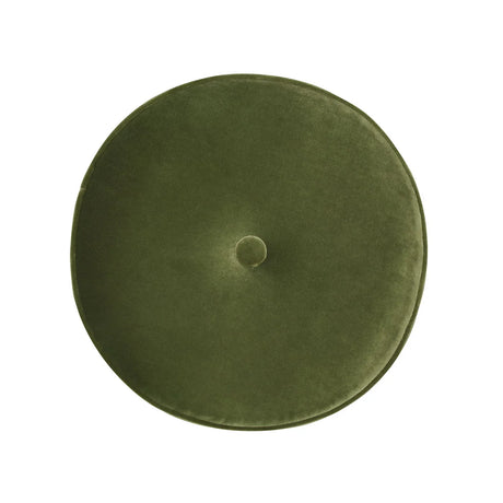 Riley - Round Footstool Ottoman - Olive Green - Furniture Home Direct