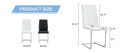 Dining Chairs Set Contemporary PU Upholstered Chrome White - Furniture Home Direct