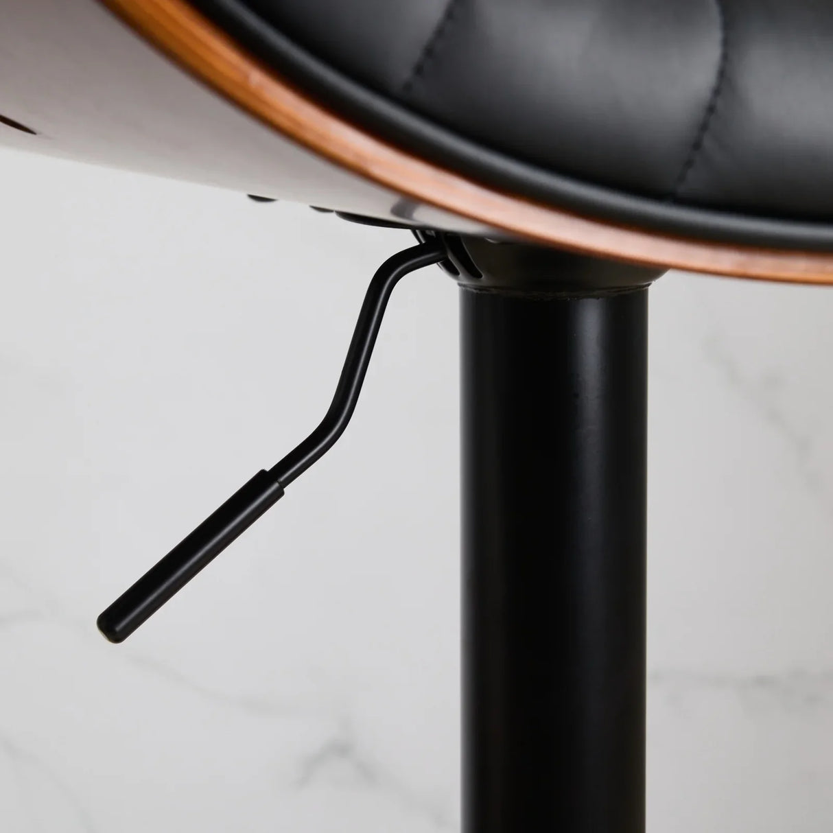 Counter Stool Adjustable PU Leather Upholstered Black - Furniture Home Direct