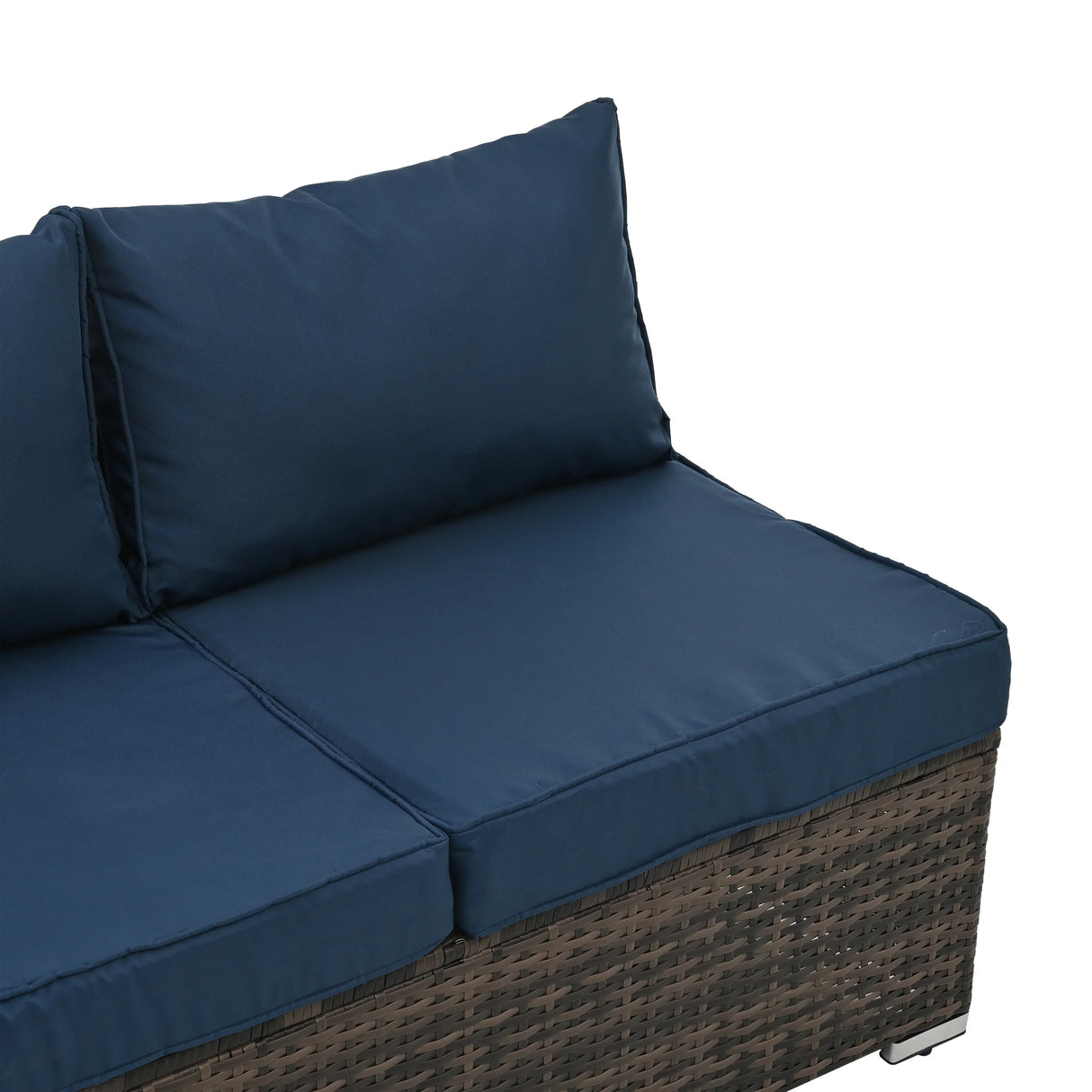 4 Piece Outdoor Sectional Set With Tempered Glass Coffee Table - Blue - Furniture Home Direct