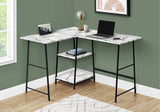 Computer Desk, Home Office, Corner, Storage Shelves, L Shape, Work, Laptop, Marble Look Laminate, Contemporary, Modern - Furniture Home Direct