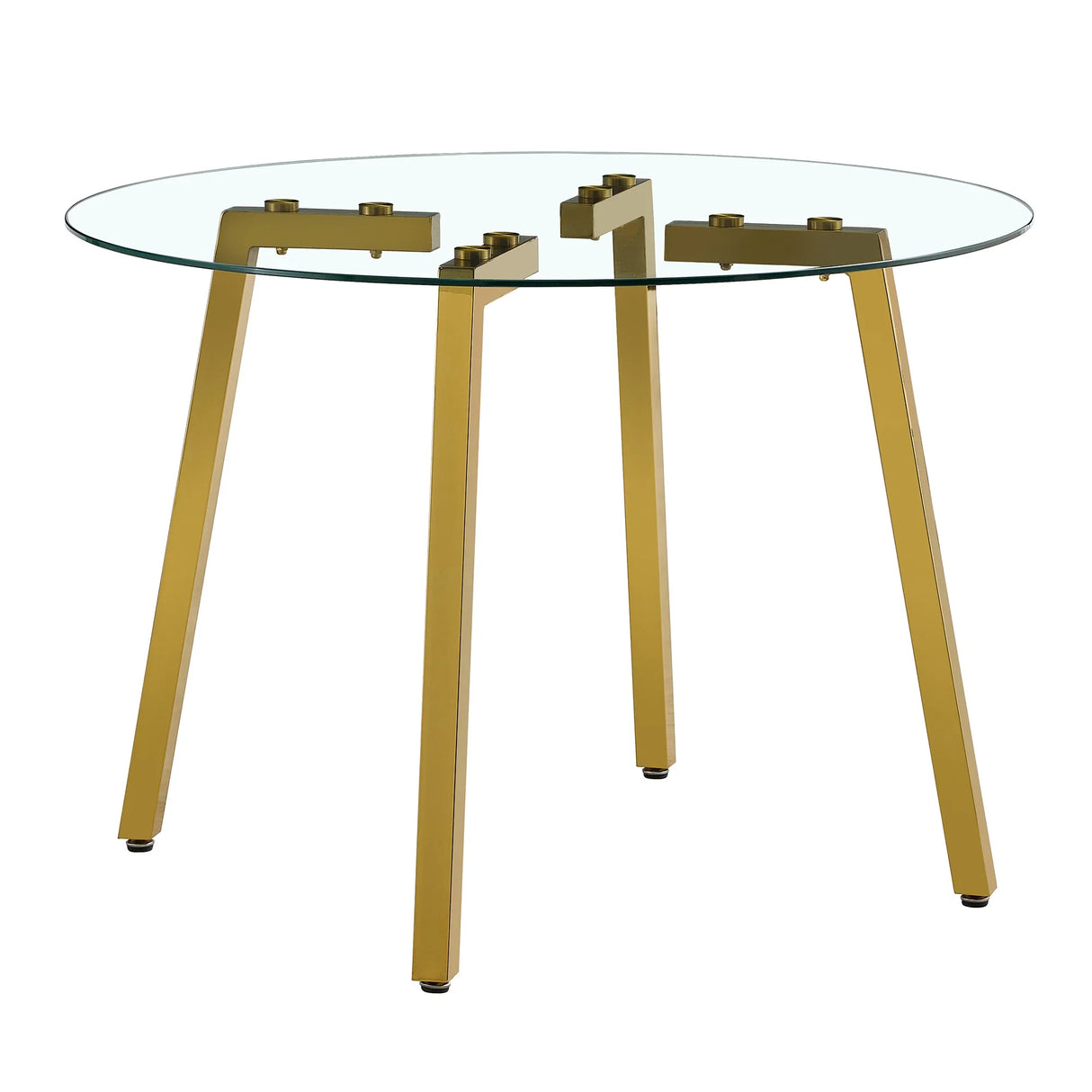Dining Set Round Glass Table Six Faux Leather Chairs Black - Furniture Home Direct