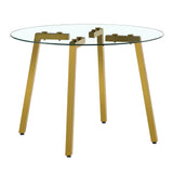 Dining Set Round Glass Table Six Faux Leather Chairs Black - Furniture Home Direct