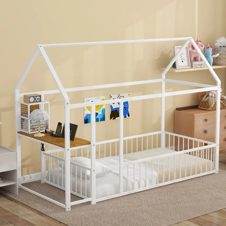 House Frame With Desk, Shelves, Power Outlets And USB Ports - Furniture Home Direct