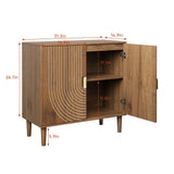 Buffet Cabinet With Line Groove Design, Sideboard Buffet Cabinet With Storage, Multifunctional Accent Cabinet For Living Room, Entryway, Hallway, Office, Kitchen - Brown - Furniture Home Direct