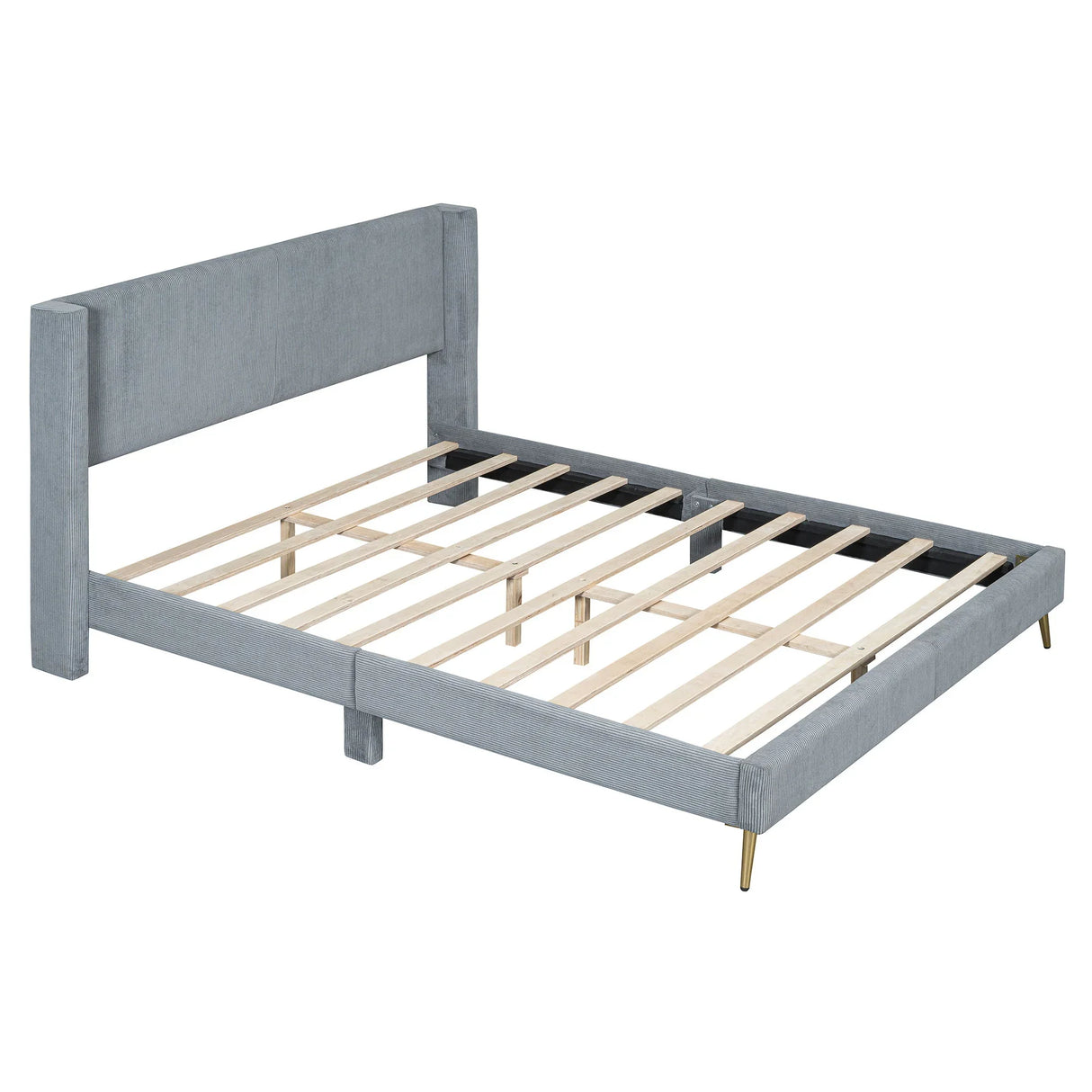 Platform Contemporary Bed With Legs And Upholstered Headboard - Furniture Home Direct