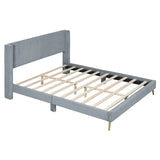 Platform Contemporary Bed With Legs And Upholstered Headboard - Furniture Home Direct