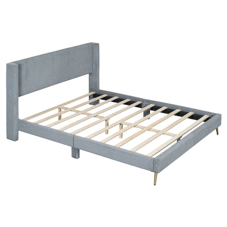 Platform Contemporary Bed With Legs And Upholstered Headboard - Furniture Home Direct
