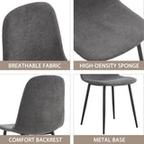 Dining Chair Set Modern Upholstered Linen Cotton Dark Gray - Furniture Home Direct