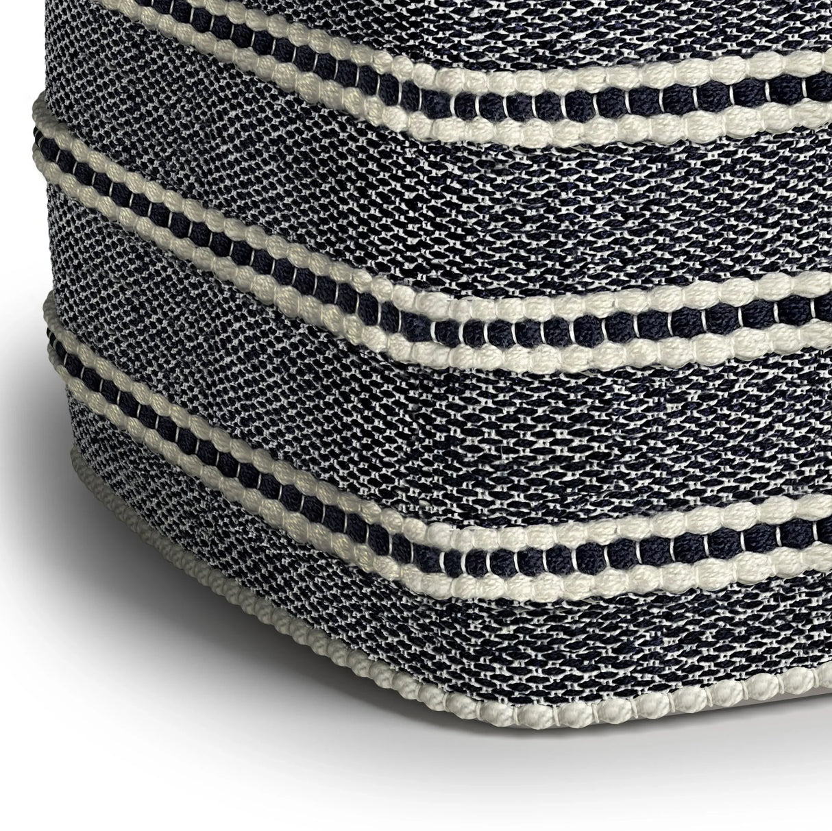 Corrie - Square Woven Outdoor / Indoor Pouf - Navy / White - Furniture Home Direct