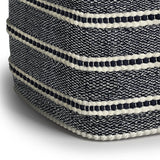 Corrie - Square Woven Outdoor / Indoor Pouf - Navy / White - Furniture Home Direct