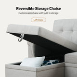 Lucca - Linen Reversible Sleeper Sectional Sofa With Storage Chaise - Furniture Home Direct
