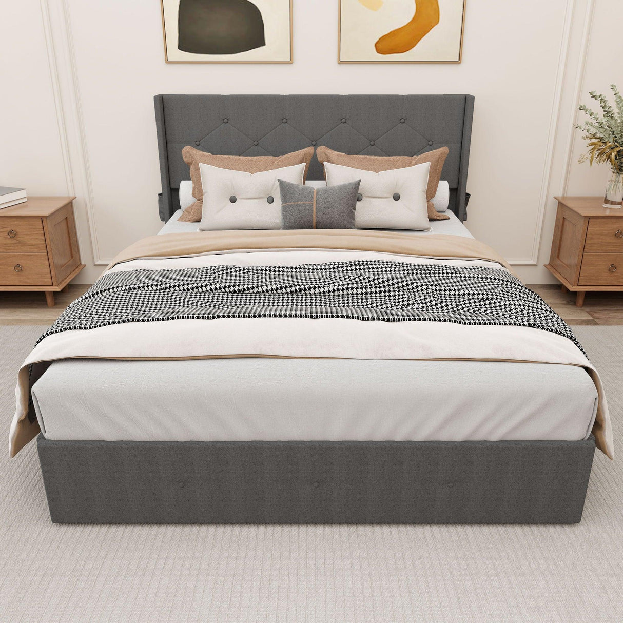 Bed With Gas Lift Storage, USB Ports - Furniture Home Direct