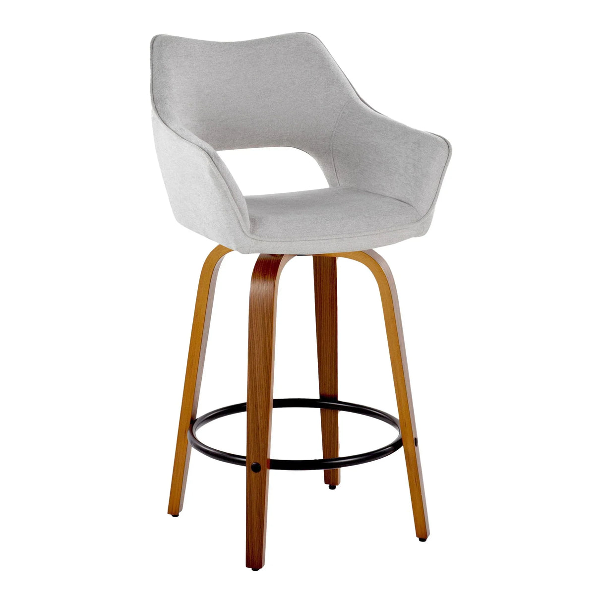 Mustang - Contemporary Fixed Height Counter Stool With Swivel With Round Footrest (Set of 2) - Furniture Home Direct