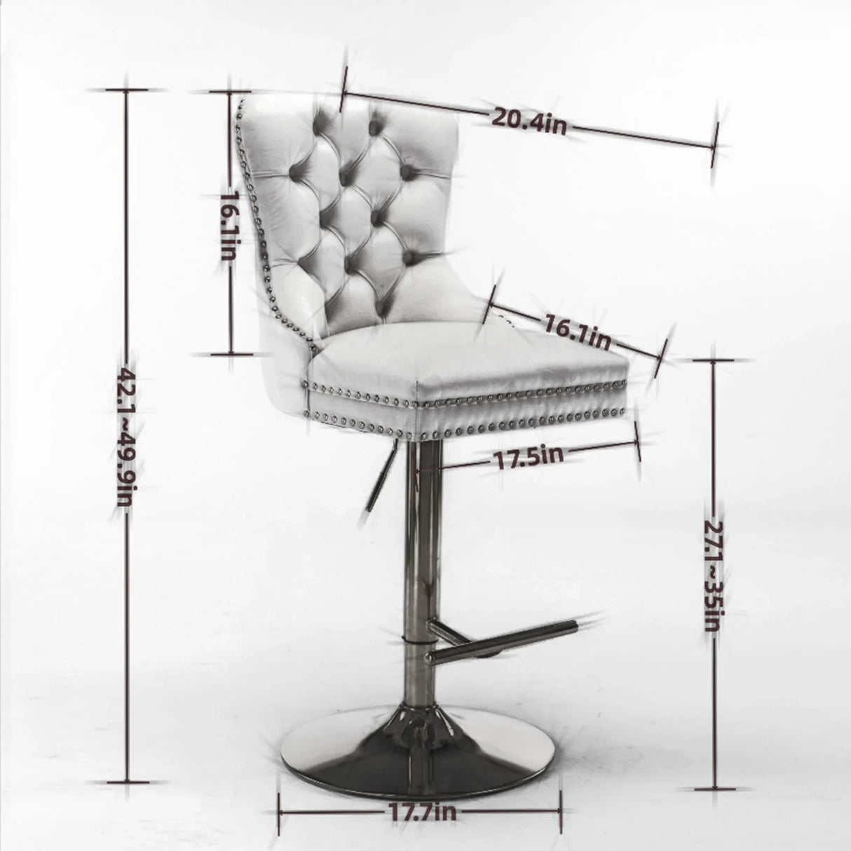 Bar Stools Velvet Upholstered Swivel With Backs Black - Furniture Home Direct