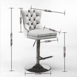 Bar Stools Velvet Upholstered Swivel With Backs Black - Furniture Home Direct