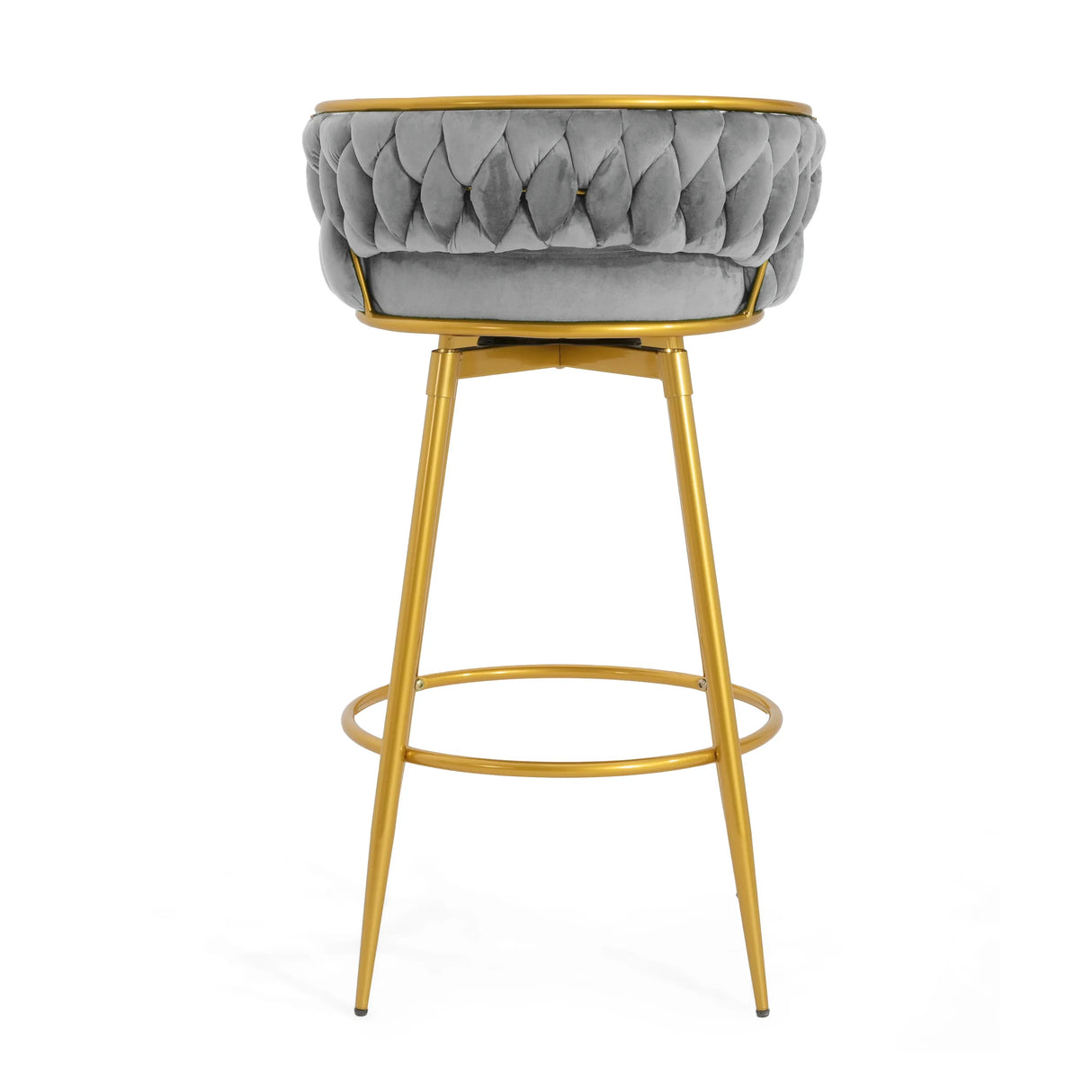 Bar Stools Set Of 2 Swivel Counter Height Gold Frame Grey - Furniture Home Direct