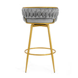 Bar Stools Set Of 2 Swivel Counter Height Gold Frame Grey - Furniture Home Direct