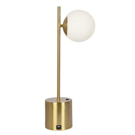 Ethereal - Modern Small Table Lamp, Desk Lamp Fixture With Globe Shade - Gold / White - Furniture Home Direct