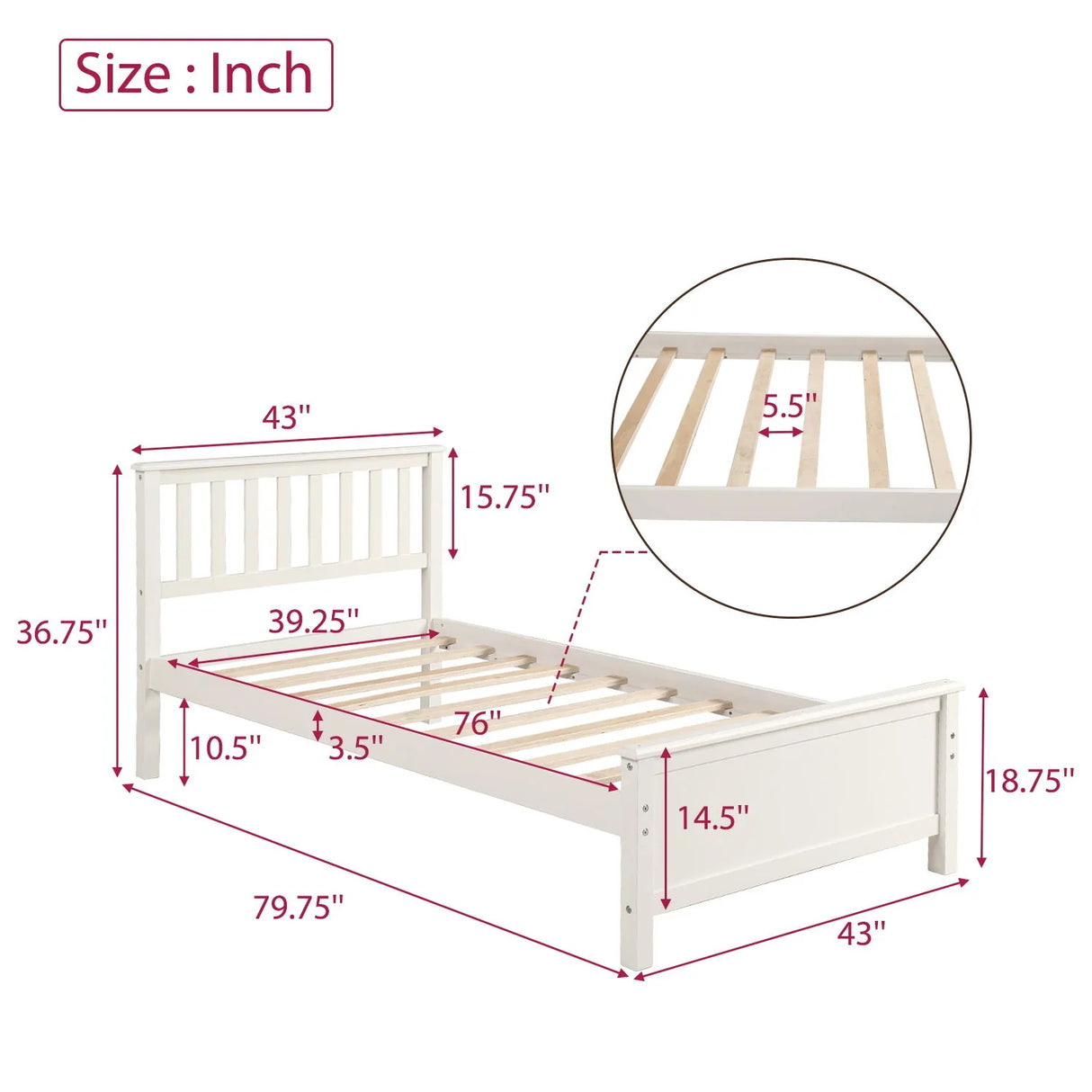 Platform Bed With Headboard, Footboard And Wood Slat Support - Furniture Home Direct