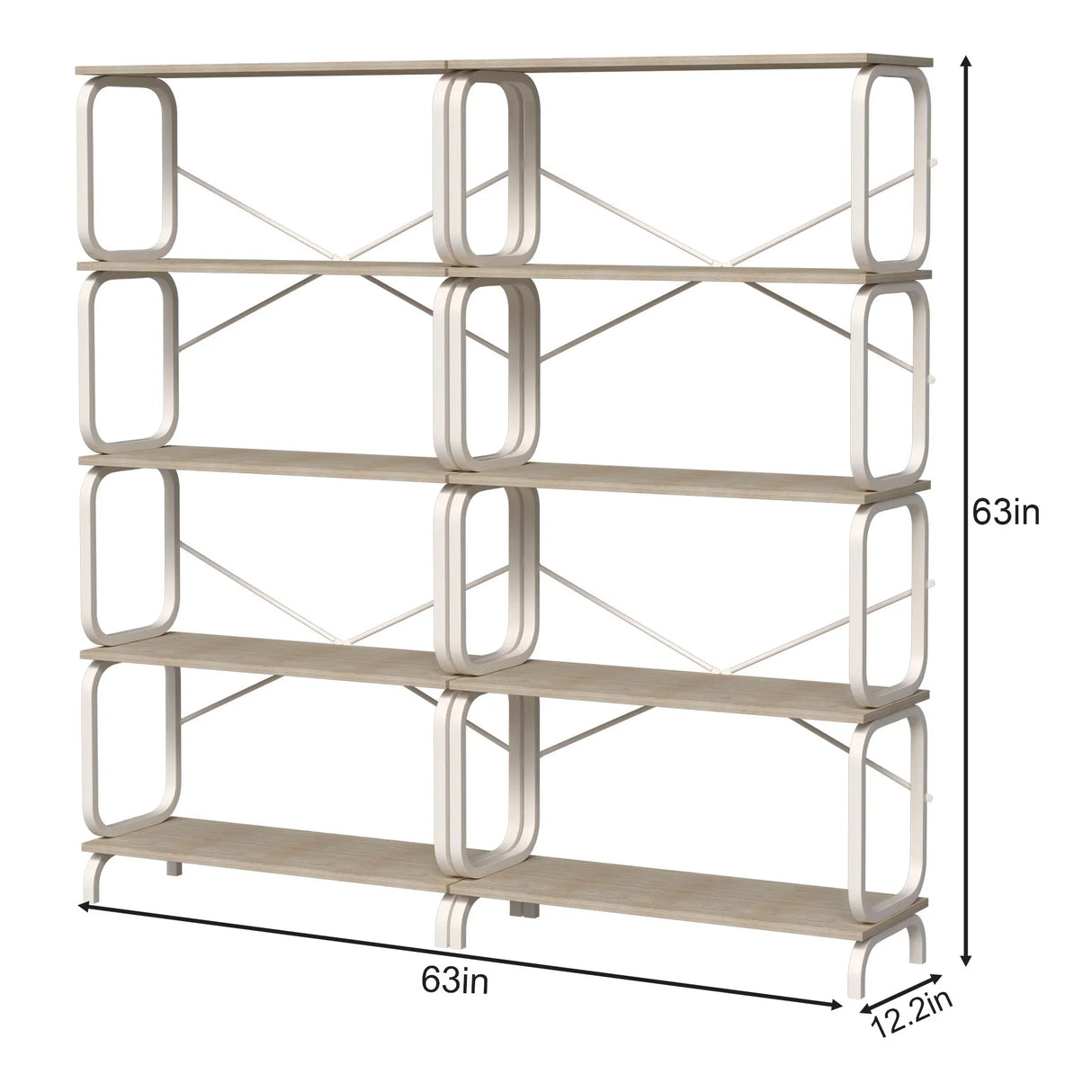5 Tier Industrial Bookshelf, Tall Bookcase With Open Design, Vintage Storage Organizer - Furniture Home Direct
