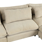 Cloud Sectional with Ottoman, Charging Ports and Three Back Pillows - Beige - Furniture Home Direct