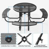 Round Outdoor Steel Picnic Table 46" With Umbrella Pole - Furniture Home Direct