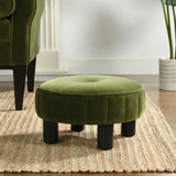 Riley - Round Footstool Ottoman - Olive Green - Furniture Home Direct