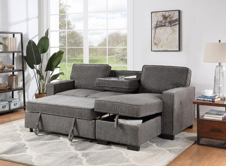 Estelle - Fabric Reversible Sleeper Sectional With Storage Chaise Drop-Down Table 2 Cup Holders And 2 USB Ports - Furniture Home Direct
