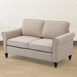 Transitional Upholstered Loveseat - Light Beige - Furniture Home Direct