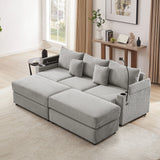 Modern Style Loveseat Sofa Sectional Sofa Couch With Storage Space, A Movable Ottoman, Two USB Ports, Two Cup Holders, A Phone Holder For Living Room - Furniture Home Direct