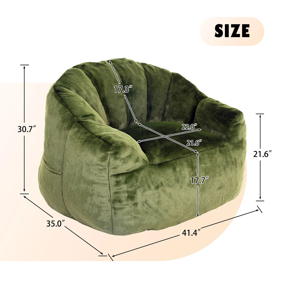Beanbag Chair, Beanbag Sofa Chair With Armrests Stuffed High Density Foam - Furniture Home Direct