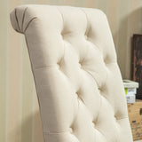 Dining Set With Turned Leg Table Tufted Chairs Beige Brown - Furniture Home Direct