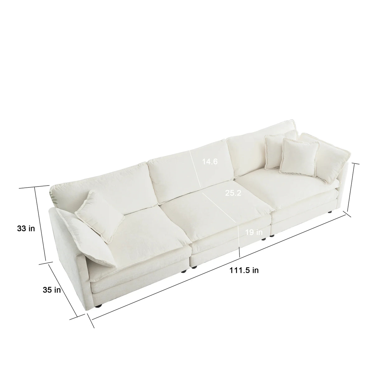 Chenille 2 Piece Living Room Set - White - Furniture Home Direct