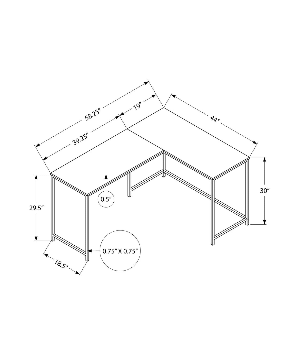 Computer Desk, Home Office, Corner, L Shape, Laptop, Marble Look Contemporary & Modern - Furniture Home Direct