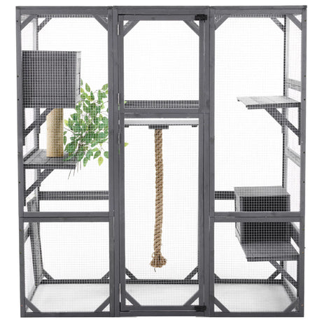 Outdoor Cat House, Diy Cat Enclosure Catio With Double Enter Doors - Furniture Home Direct
