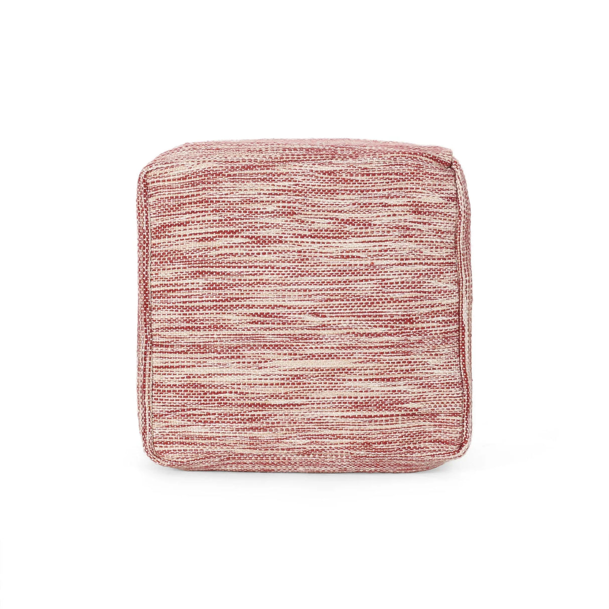 Enigma - Yarn And Cotton Square Pouf Ottoman With Polystyrene Beads - Red / White - Furniture Home Direct