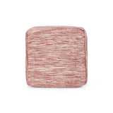Enigma - Yarn And Cotton Square Pouf Ottoman With Polystyrene Beads - Red / White - Furniture Home Direct