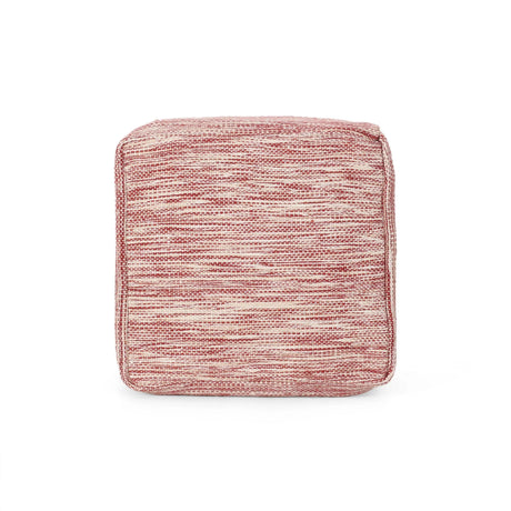 Enigma - Yarn And Cotton Square Pouf Ottoman With Polystyrene Beads - Red / White - Furniture Home Direct
