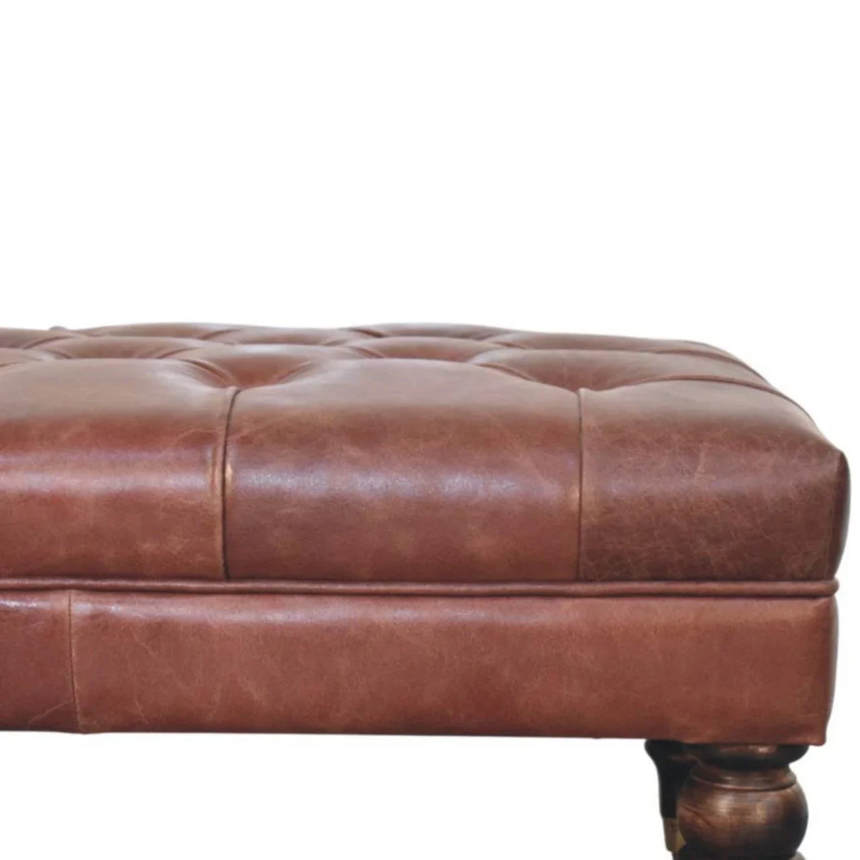 Buffalo - Leather Ottoman With Castor Legs - Furniture Home Direct